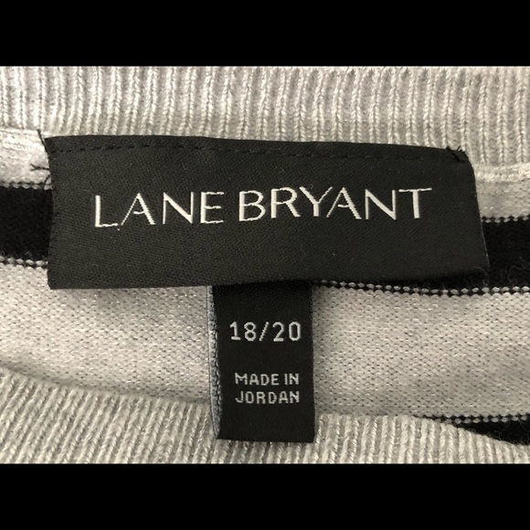 Lane Bryant Gray Black Striped Long Bell Sleeve Boat Neck Sweater 18/20 - Picture 13 of 13